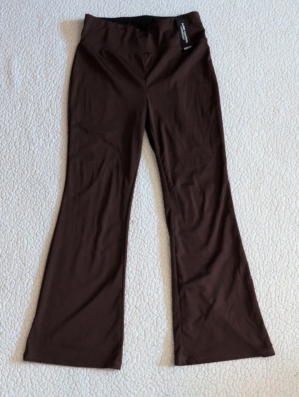 Shosho Chocolate Brown Wide Leg Pull On Tummy Control High Rise Yoga Pants Retro